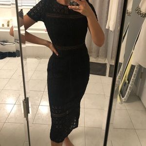 Pretty Little Thing black midi lace dress